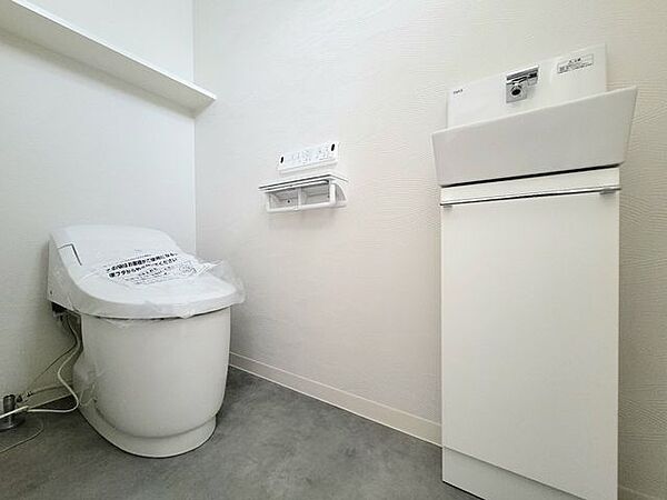ペーパーホルダーが2つ！家族でペーパーの好みが分かれてもモーマンタイ！トイレ上のちょっとした棚も嬉しいポイント。