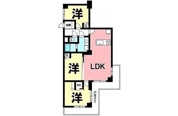 3LDK、リフォーム済み、南東向きバルコニー【専有面積80.01m2】