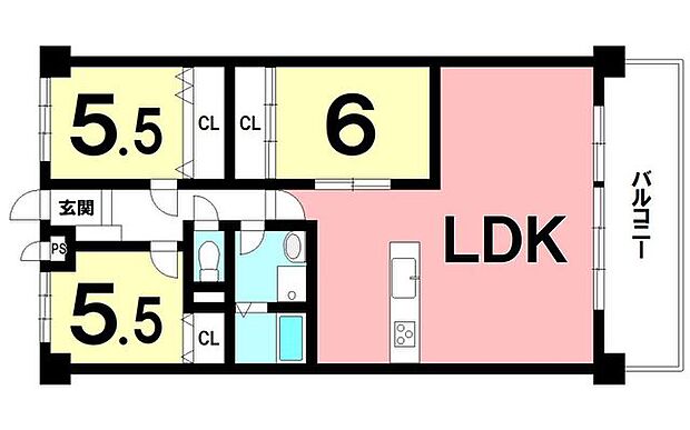 3LDK、室内リフォーム済み、南向きバルコニー【専有面積81.33m2】