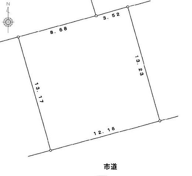 【測量図】平成21年3月作成前面道路との接道幅は12.16mあります♪