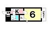 間取り：1K、南向きバルコニー【専有面積17.38m2】