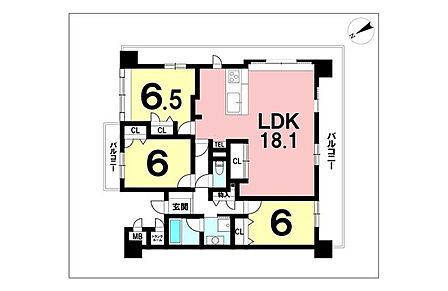 3LDK、東南角部屋、3面角【専有面積87.02m2】令和8年3月ハウスクリーニング済み!