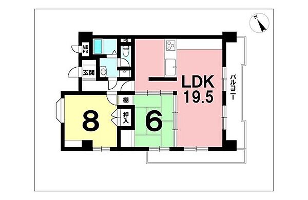 2LDK、東南角部屋【専有面積67.42m2】LDK19帖以上の広々空間！
