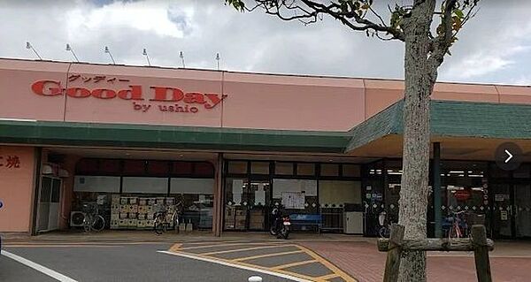 グッディ平田店【営業時間】9:00-20:00（1月1-2日除く）キャッシュレス決済に幅広く対応しているスーパー。毎日何らかの特売日・ポイントデー。お菓子充実！ 1179m