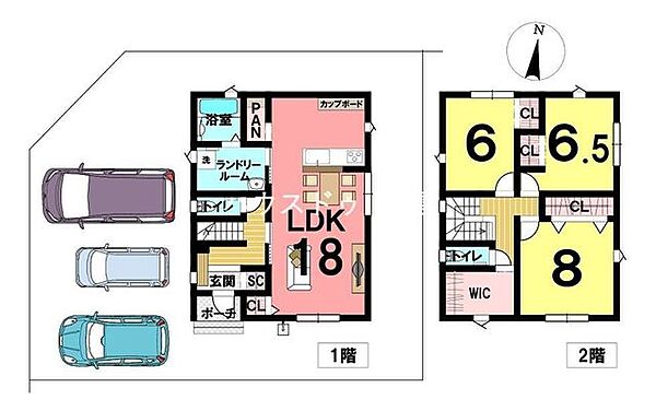 居室はすべて6帖以上。LDKは18帖とゆったり。家族団らんの時間も、個々のプライベート空間も大切にしたいご家族におすすめのプランです。充実の収納スペースもポイントです！