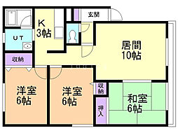 リーベデンス山本B 3LDKの間取図画像