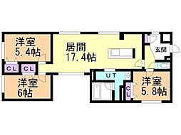 札幌市西区八軒八条東1丁目マンション 3LDKの間取図画像