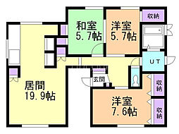 グランメール綾 3LDKの間取図画像