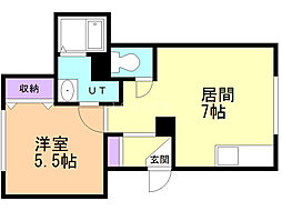 井上マンションNo.3 1DKの間取図画像