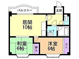 ピアレス麻生 2LDKの間取図画像