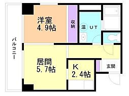 ホープ北21 1LDKの間取図画像