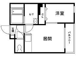アベリアハイムあいの里 1DKの間取図画像