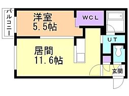 sol flor 1LDKの間取図画像