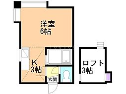 ロワジール麻生 1Kの間取図画像
