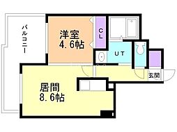 S-FORT北大前 1LDKの間取図画像