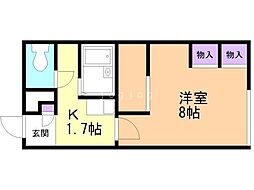 レオパレスクレールはまなす 1Kの間取図画像