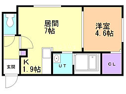 パインレジデンスN32 1LDKの間取図画像