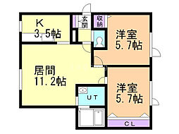 イーストビュウ81 2LDKの間取図画像