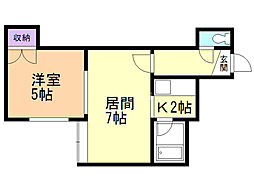 サンタペルシェ2 1LDKの間取図画像