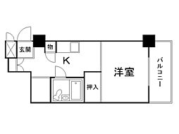 アクアトピア麻生 1Kの間取図画像