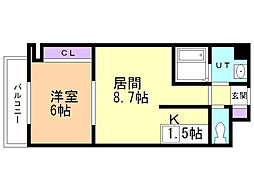 シャトーブラン25 1LDKの間取図画像