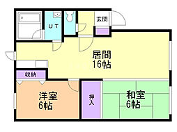 ハイツエルム1 2LDKの間取図画像