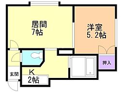 プレシャス27 1LDKの間取図画像