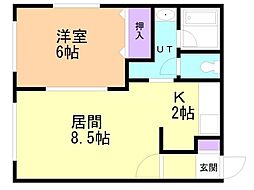 フラットN22 1LDKの間取図画像