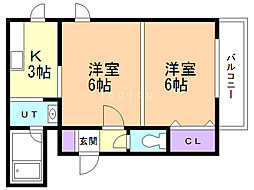 リバーサイドハイツ 1DKの間取図画像