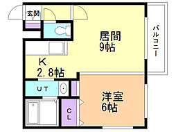 シュア・コート北13 1LDKの間取図画像