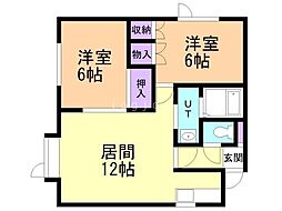 野崎マンション406 2LDKの間取図画像