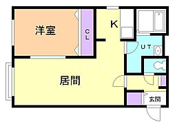 ジュライ麻生 1LDKの間取図画像