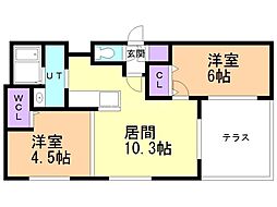 ネコオール麻生 2LDKの間取図画像
