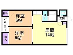 プレステージ札幌 2LDKの間取図画像
