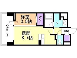 デュオヴェール札幌北大前グレイス 1LDKの間取図画像