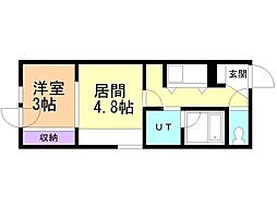 メニーズコートソウセイタウンC 1DKの間取図画像