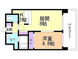 ルラシオン北9条通 1LDKの間取図画像