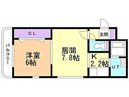 ドリーム新琴似 1LDKの間取図画像