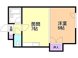 麻生BLESS 1DKの間取図画像
