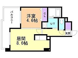 S-FORT北大前 1LDKの間取図画像