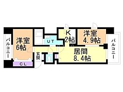 ルラシオン北9条通 2LDKの間取図画像