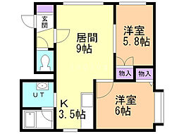 ヴェルコート 2LDKの間取図画像