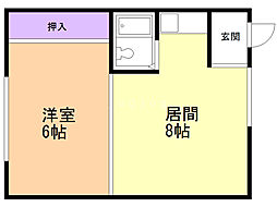 ホワイトハウス 1LDKの間取図画像