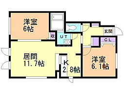 ベルブラン1 2LDKの間取図画像