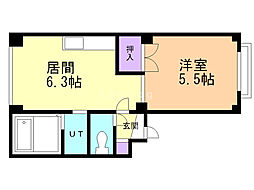 アーバンマンション2 1DKの間取図画像