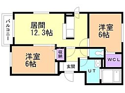 フーレビラ 2LDKの間取図画像