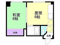 メイゾン・ド・モンブラン麻生 1DKの間取図画像