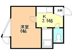 北辰パレス 1Kの間取図画像
