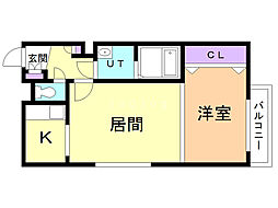 ヴィラージュ 1LDKの間取図画像