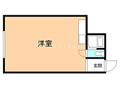 麻生第2ハイツ ワンルームの間取図画像